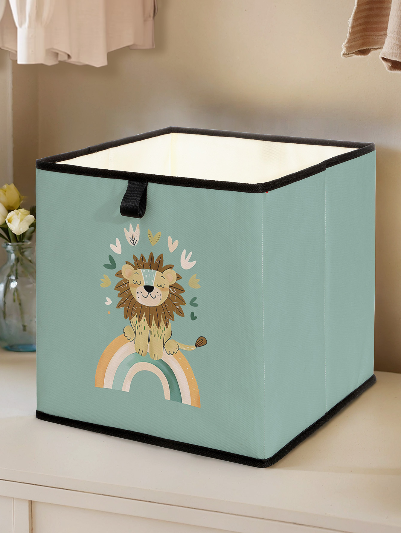 Baby Clothes Organiser - Sevimli Aslan Gökkuşağı Baskılı Katlanabilir Saklama