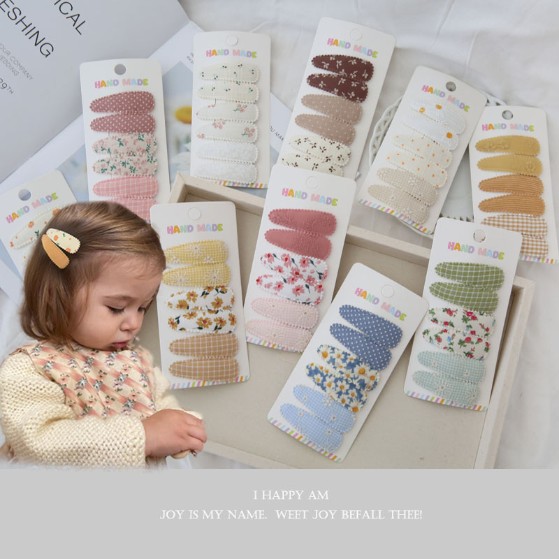 Baby Clothing Material - 6 adet Kumaş Saç Klipleri Çiçek