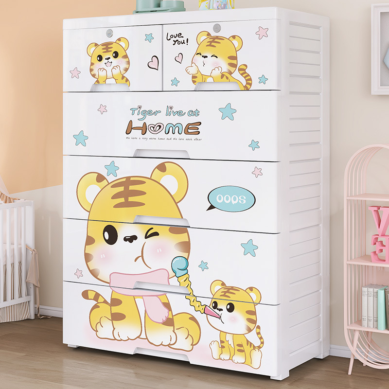 Baby Clothing Cupboard - Kalınlaşmış plastik beş kovalı çekmece depolama