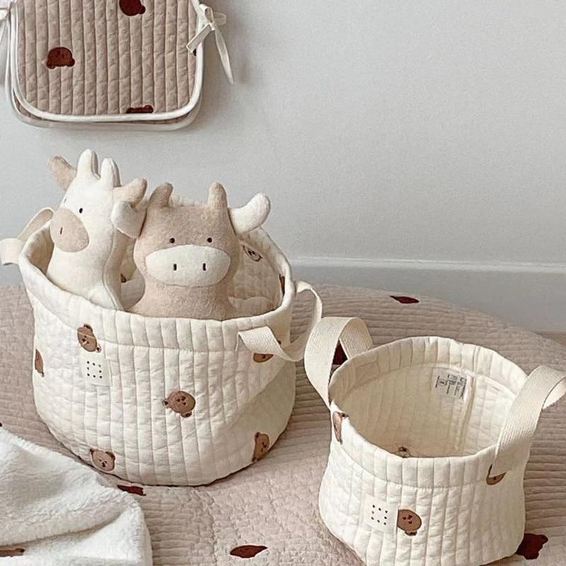 Baby Clothes Organiser - Sevimli Ayı Nakış Bebek Bezi Çantası