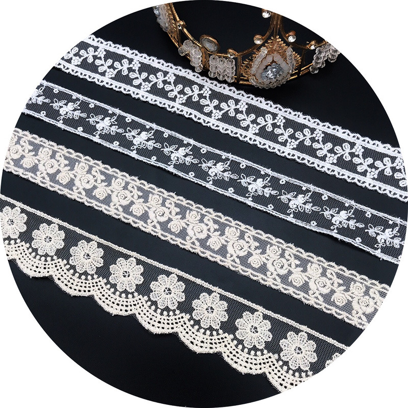 3 Yards/Lot Nakış Beyaz Bej Pa - Baby Clothing Material incelemesi ve fiyatı
